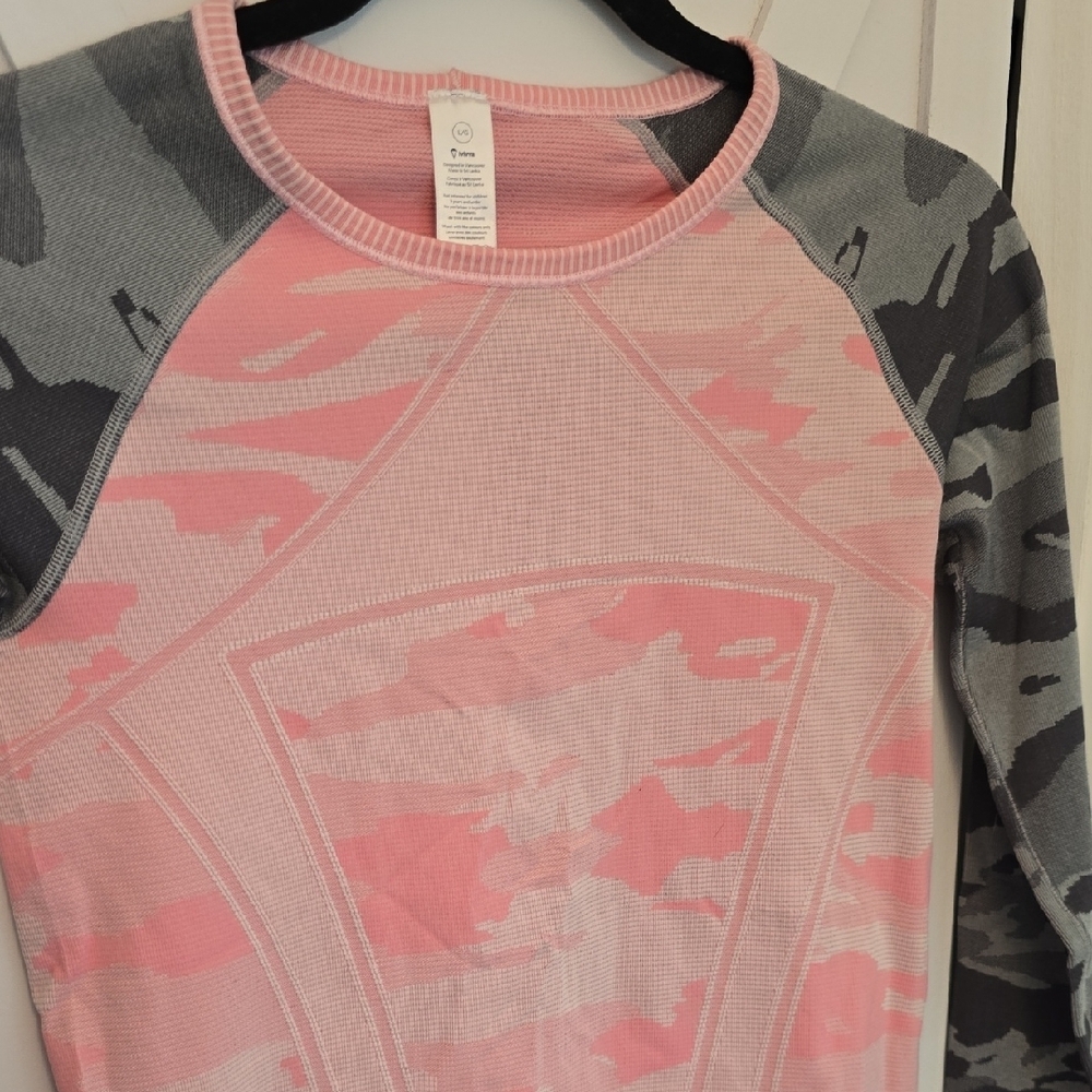 Ivivva Pink and Gray Camo Print Long Sleeve Top